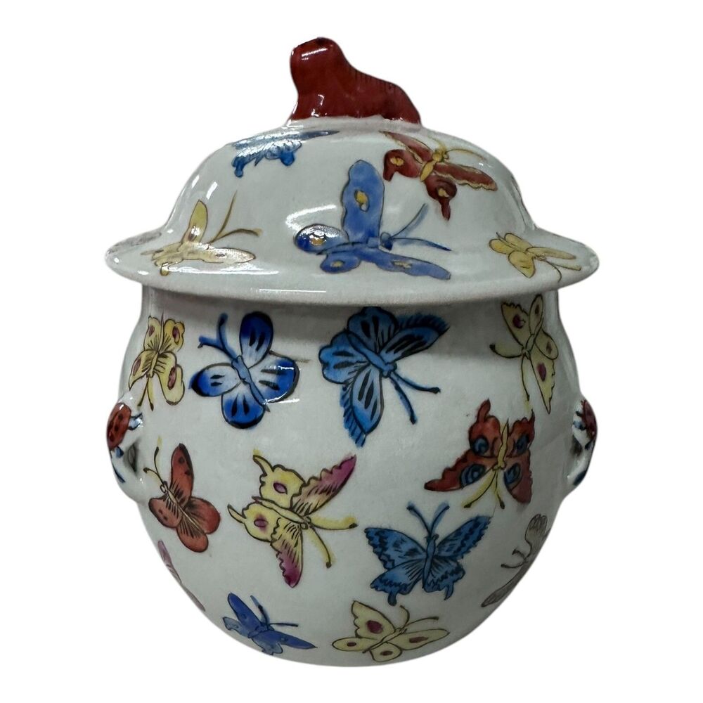Chinoiserie Mini Ginger Jar Perenakan Nyonya Ware Butterflies Ladybugs Chinese